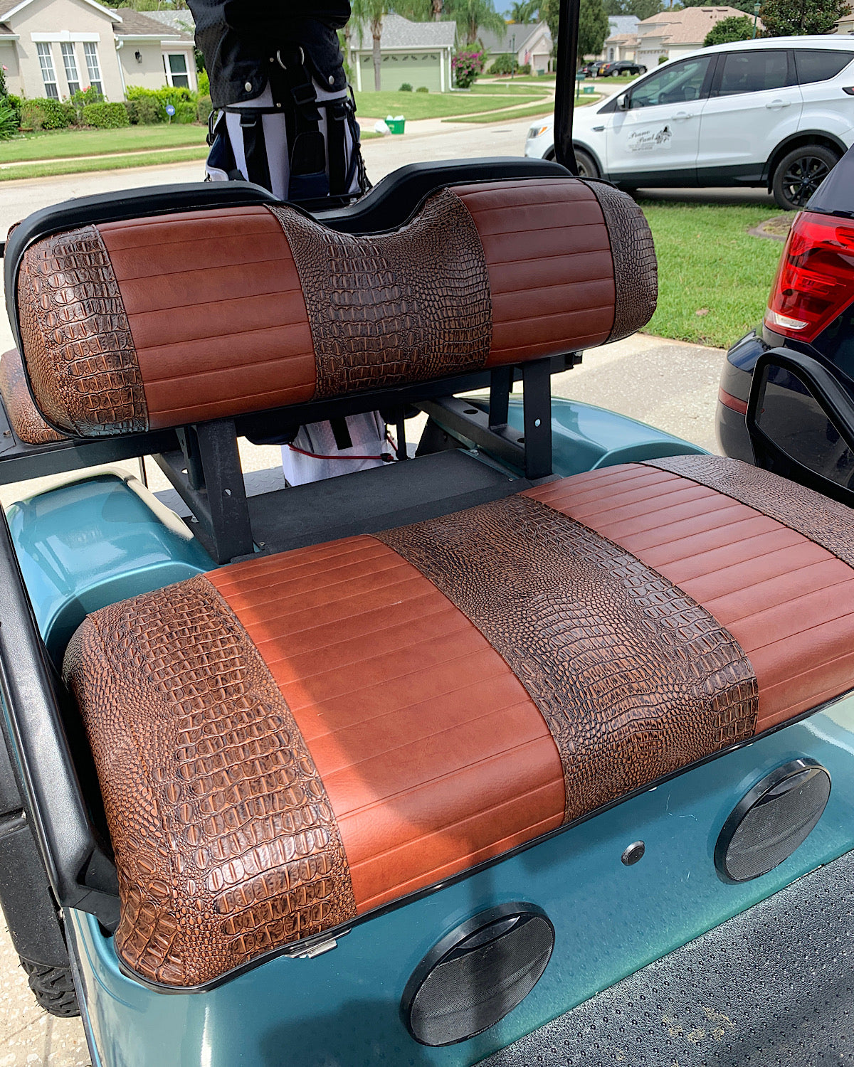 Custom Golf Cart Front Seat Replacement and Covers Set(Saddle Brown)