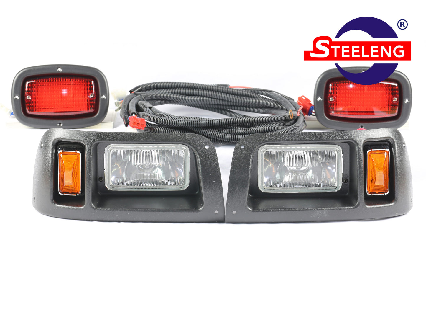 CLUB CAR DS 1982-UP GOLF CART ADJUSTABLE HALOGEN HEADLIGHTS / LED TAIL LIGHTS